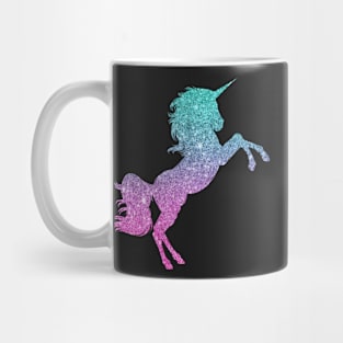 Bright Teal and Pink Ombre Faux Glitter Unicorn Mug